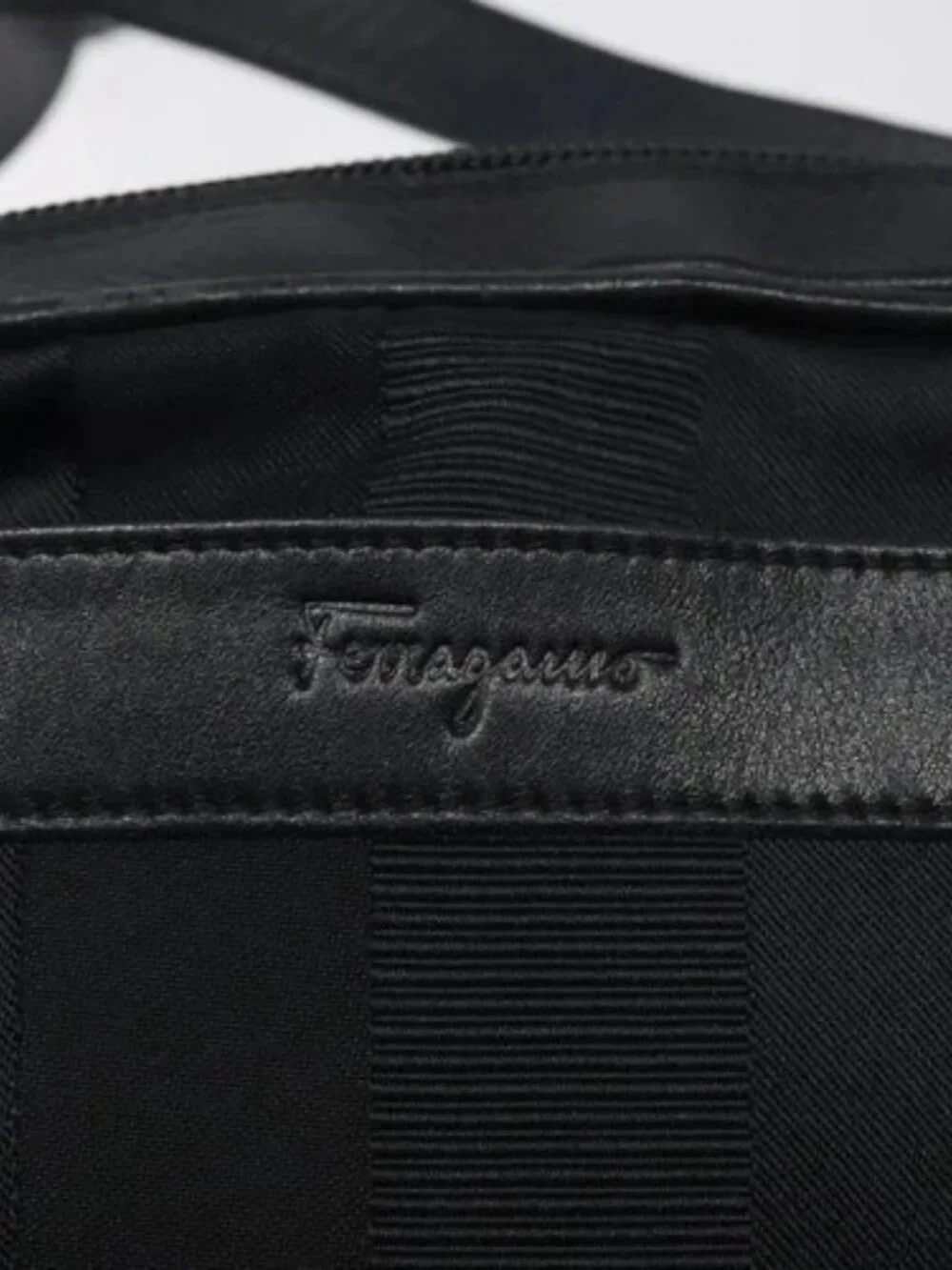 Salvatore Ferragamo Shoulder Bag Canvas Leather Black Auth bs24292